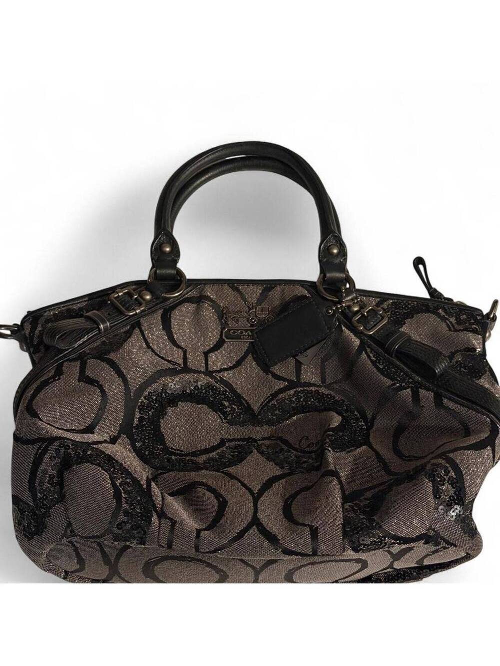 Coach Signature Sequin Embellished Satchel Bag
